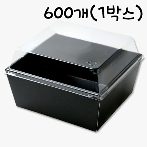 [대용량] 높은 정사각 검정 샐러드 샌드위치 케이스(정사각지함) - 600개(1박스)(뚜껑포함)