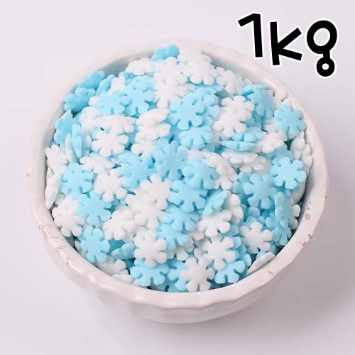 아이스 크리스탈 눈꽃 셰이프 스프링클 - 1kg (화이트/블루)