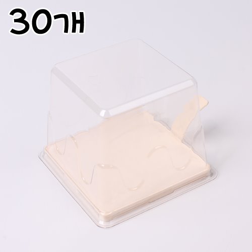 사각 조각케익 케이스 (크림) - 30개(상하세트)