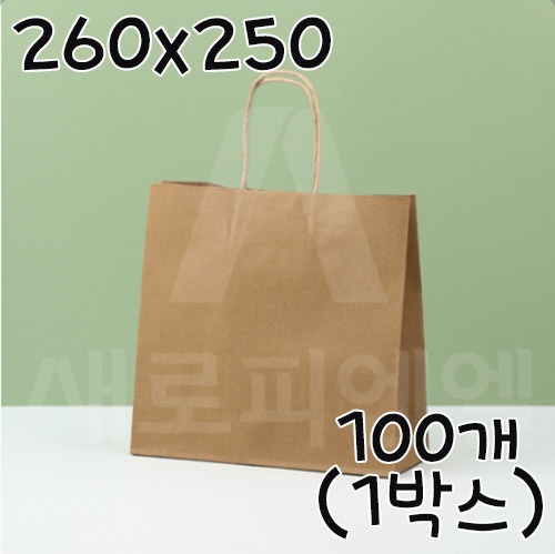 친환경 크라프트 트위스트 쇼핑백 - 100개(1박스) 260x250+100