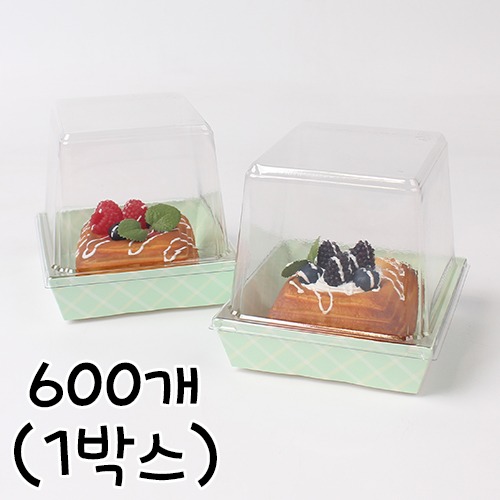 [1박스] 높은뚜껑 정사각 민트 샐러드 샌드위치 케이스 - 600개(뚜껑포함)