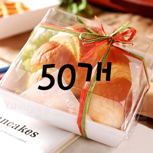 정사각 화이트 샐러드 샌드위치 케이스 - 50개(뚜껑포함)