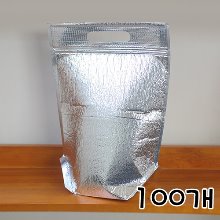 지퍼 손잡이 은박 스텐드 보냉팩(소) - 100개