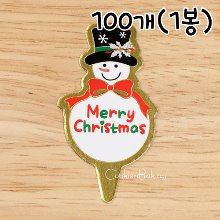 크리스마스 눈사람 택 - 100개(1봉)