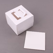 올화이트 플라워 쉬폰 미니케익상자(13cm/무광) - 1개(받침포함)