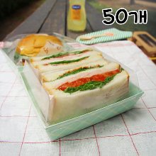 정사각 민트체크 샐러드 샌드위치 케이스 - 50개(뚜껑포함)