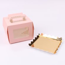핑크 미니 케익 창상자 - 1개(금색받침포함) 140x140x110