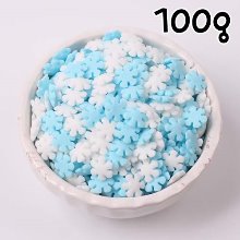 아이스 크리스탈 눈꽃 셰이프 스프링클 - 100g (화이트/블루)