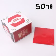 산타클로스 크리스마스 미니 케익상자 - 50개(레드받침포함)