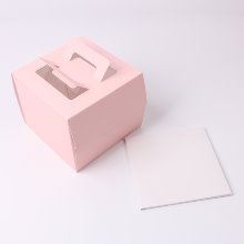 핑크 플라워 쉬폰 미니케익상자(13cm/무광) - 1개(받침포함)