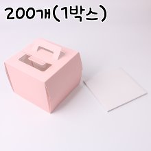 [대용량] 핑크 플라워 쉬폰 미니케익상자(13cm/무광) - 200개(받침포함)(1박스)
