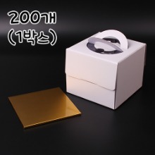 [대용량] 화이트 미니 케익상자 - 200개(1박스) (금색받침포함)