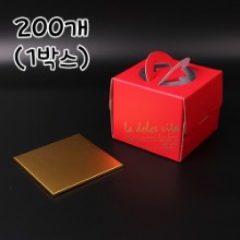 [대용량] 프리미엄 레드 미니 케익상자 - 200개(1박스) (금색받침포함)