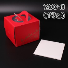 [대용량] 프리미엄 레드 미니 케익상자 - 200개(1박스) (백색받침포함)