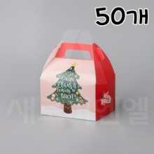 메리 크리스마스 조각케익상자(생크림박스,손잡이상자) 소 - 50개