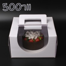 [대용량] 낭만 화이트 누드투명창 케익상자 3호 - 500개 (받침별도)
