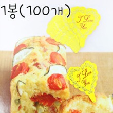 노랑 하트택(케익택) - 1봉(100개)
