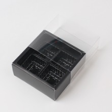 PET 투명 블랙 슬리브 초콜릿상자(검정내피) 4구 - 1개