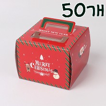 크리스마스 레드 프레임 케익상자(미니) - 50개(레드받침포함) 150x150x120