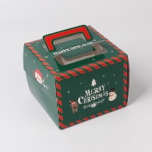 크리스마스 그린 프레임 케익상자(미니) - 1개(레드받침포함) 150x150x120