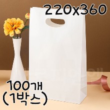 친환경 화이트 DCB 쇼핑백 - 100개(1박스) 220x360+90