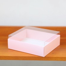 [칸막이포함] 1513 클리어 투명 마카롱상자 핑크(다용도상자,마카롱9구) 대 - 1개