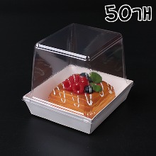 높은뚜껑 정사각 화이트 샐러드 샌드위치 케이스 - 50개(뚜껑포함)